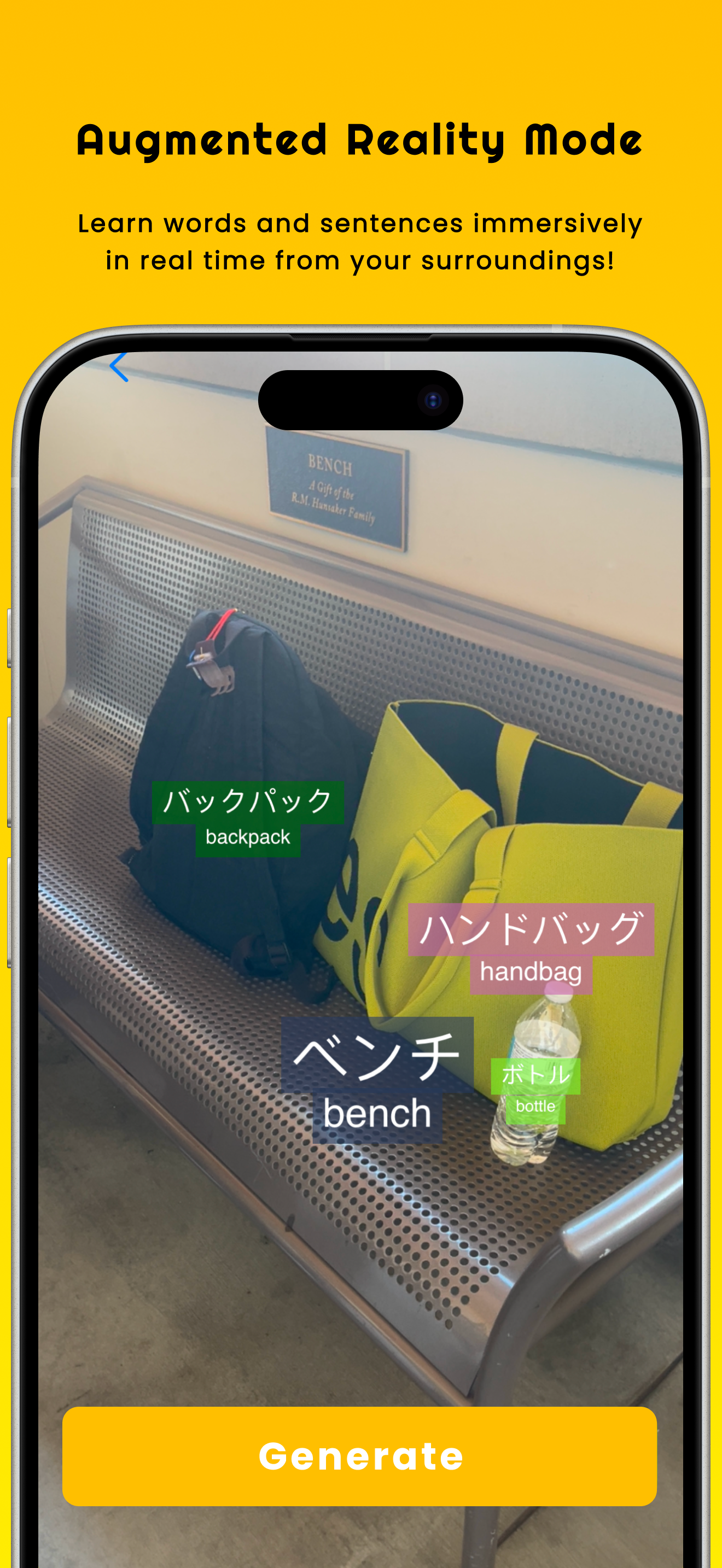 SpaceLingo AR mode labels everyday objects with Japanese vocabulary